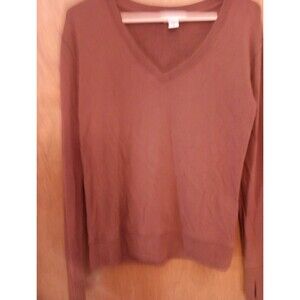 Womens Athletia V Neck Super Soft T Shirt Long Sleeve Rust Brown XS